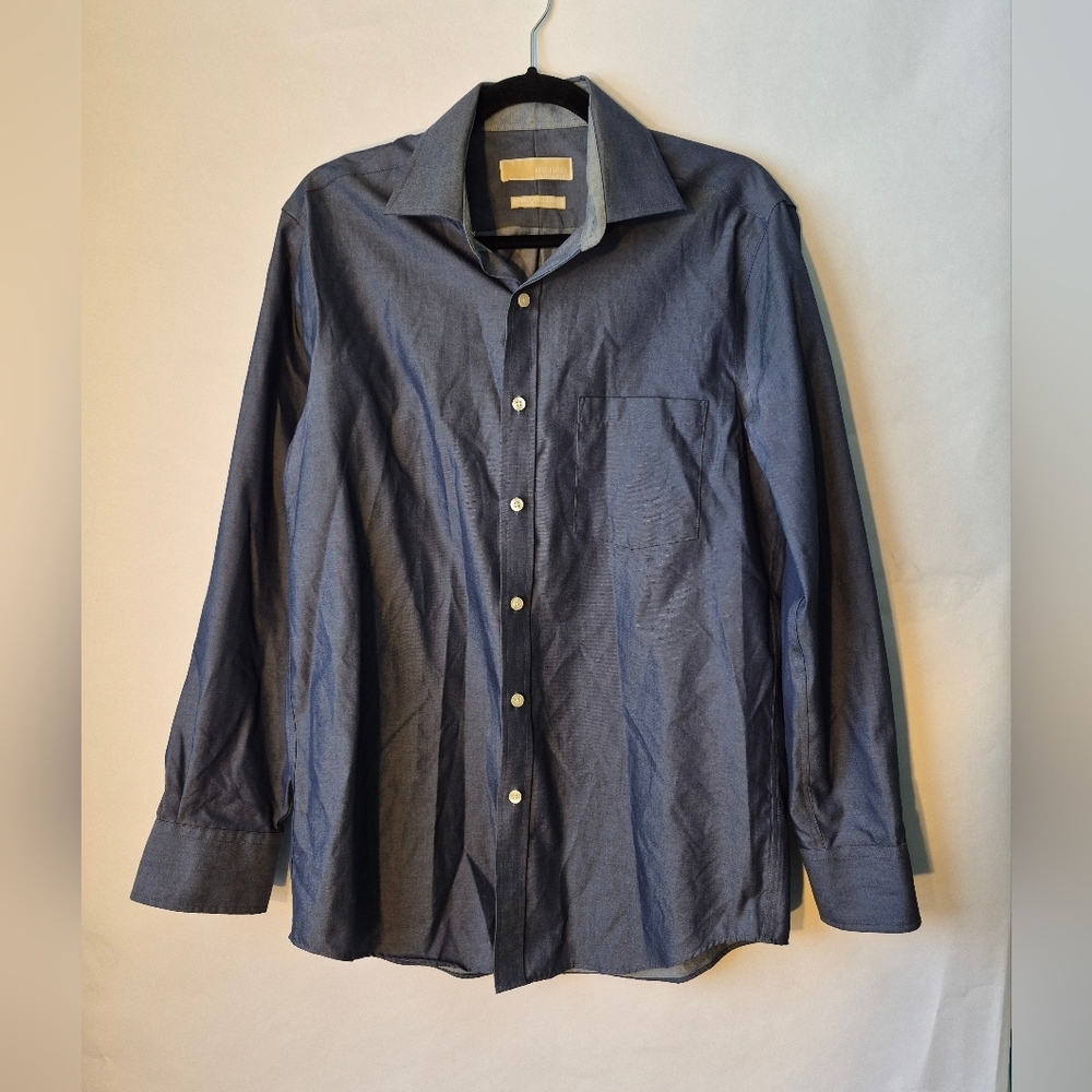 Michael Kors 15 1/2 Dres Shirt Shimmer Blue